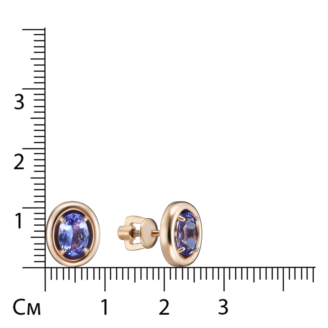 Серебряные серьги-пусеты с танзанитами