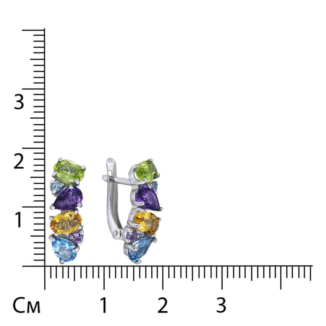 Серебряные серьги с самоцветами