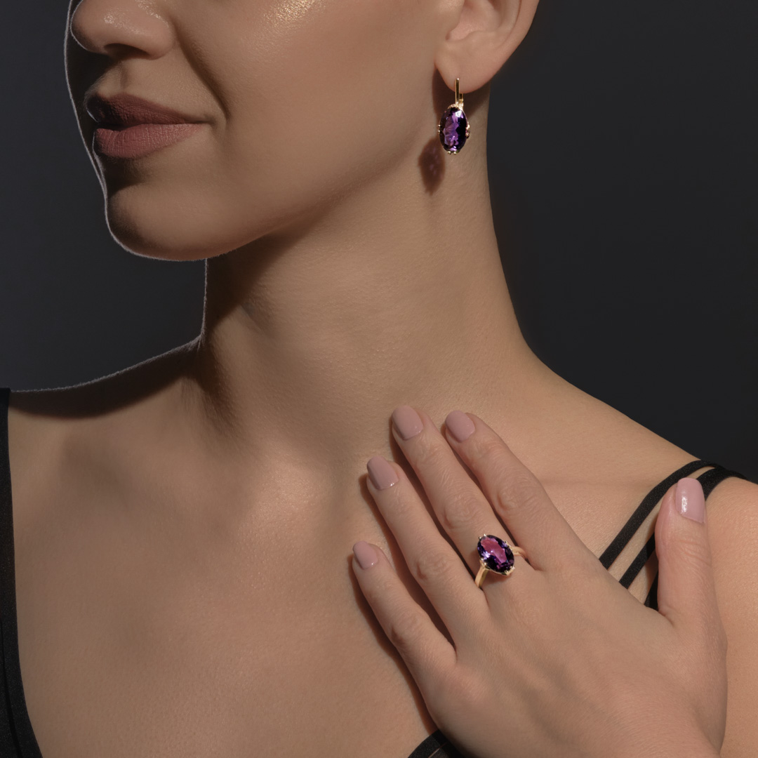 Серебряные серьги с аметистами