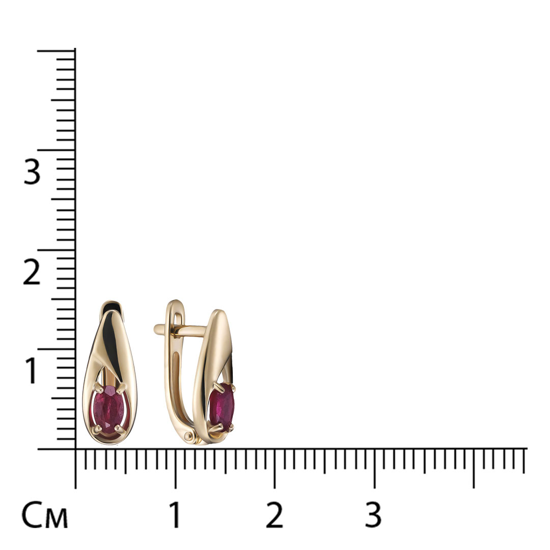 Серьги из золота с рубинами