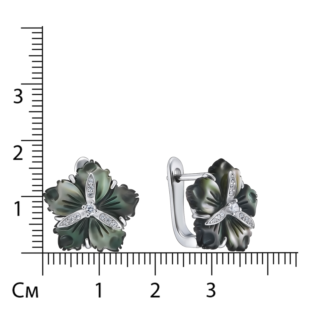 Серебряные серьги с перламутром "Цветы"