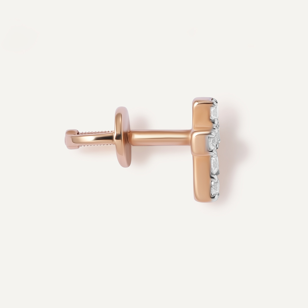 Серьга из золота с фианитами "Крестик"