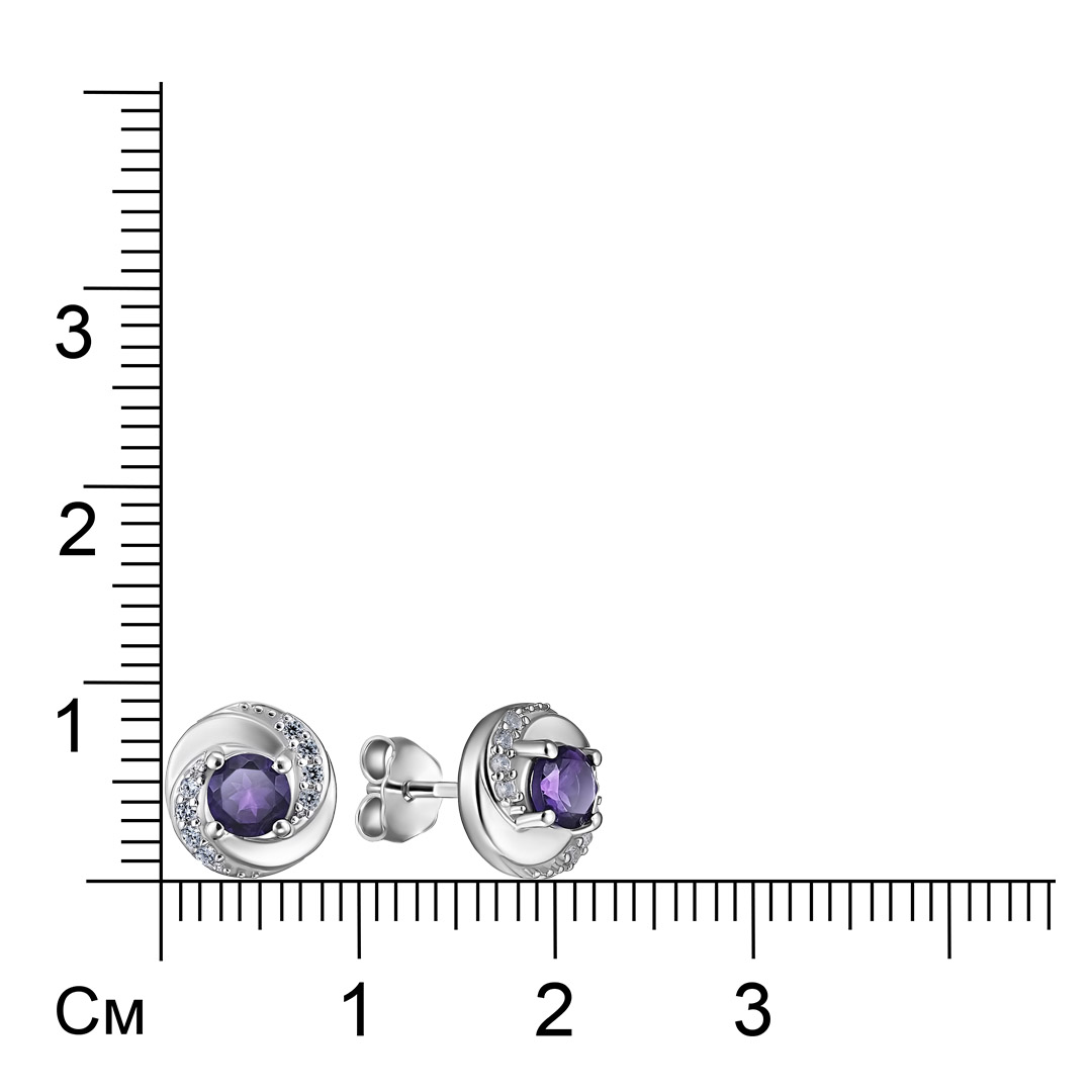 Серебряные серьги-пусеты с аметистами