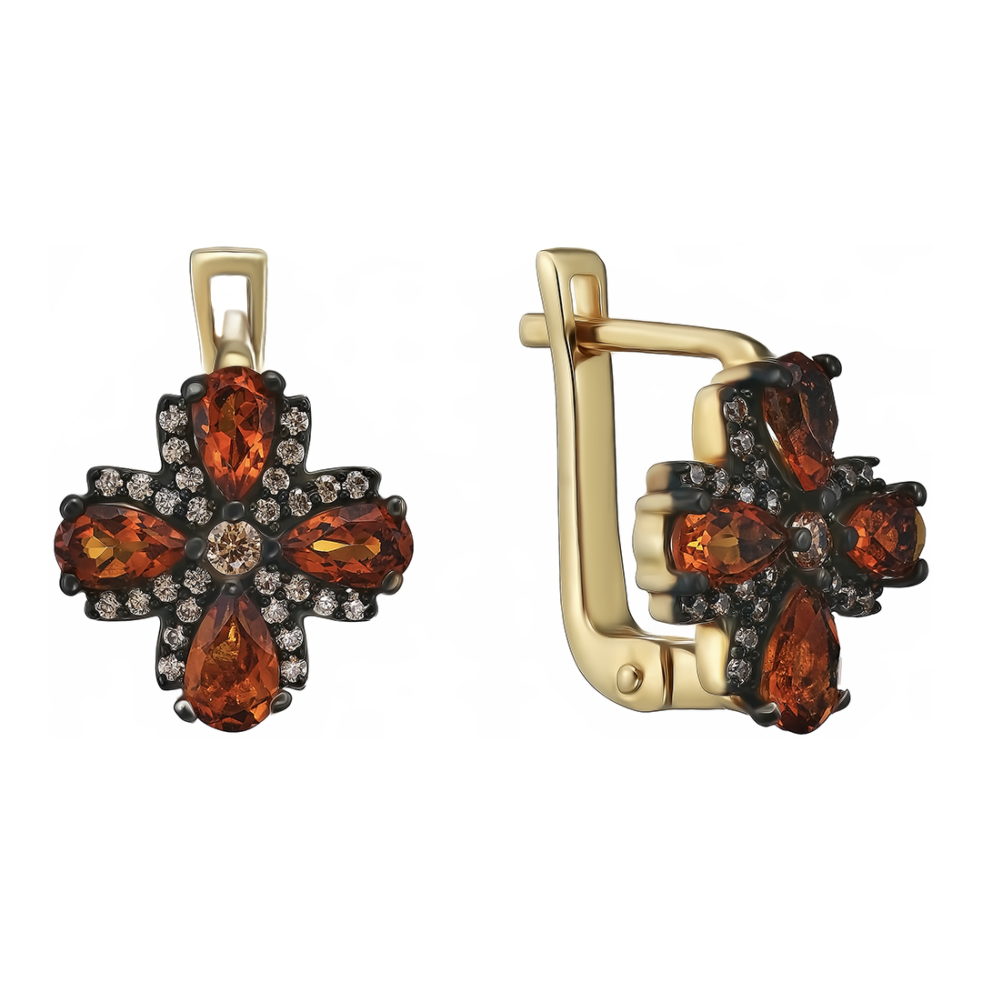 Серебряные серьги с цитринами Мадейра