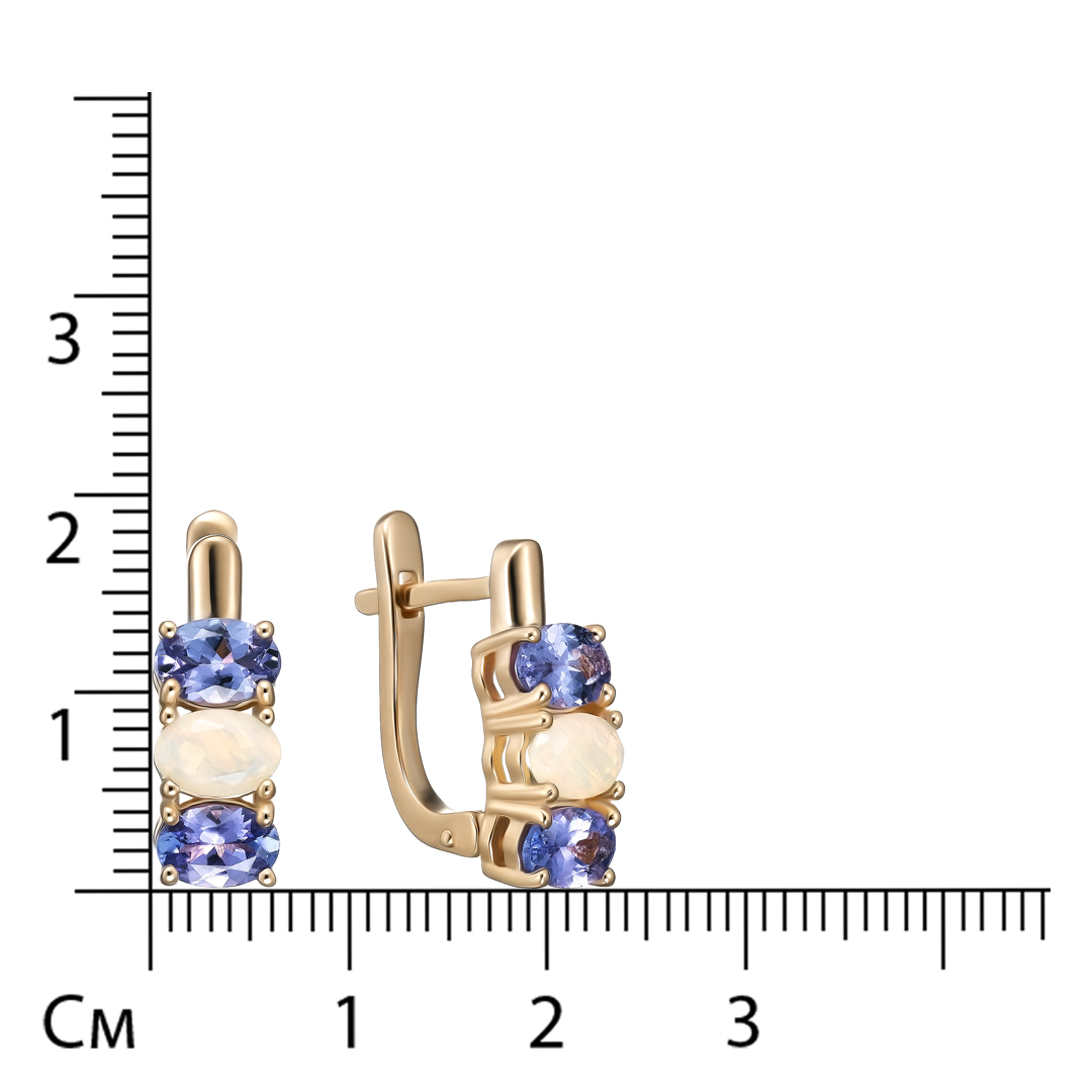 Серебряные серьги с танзанитами и опалами