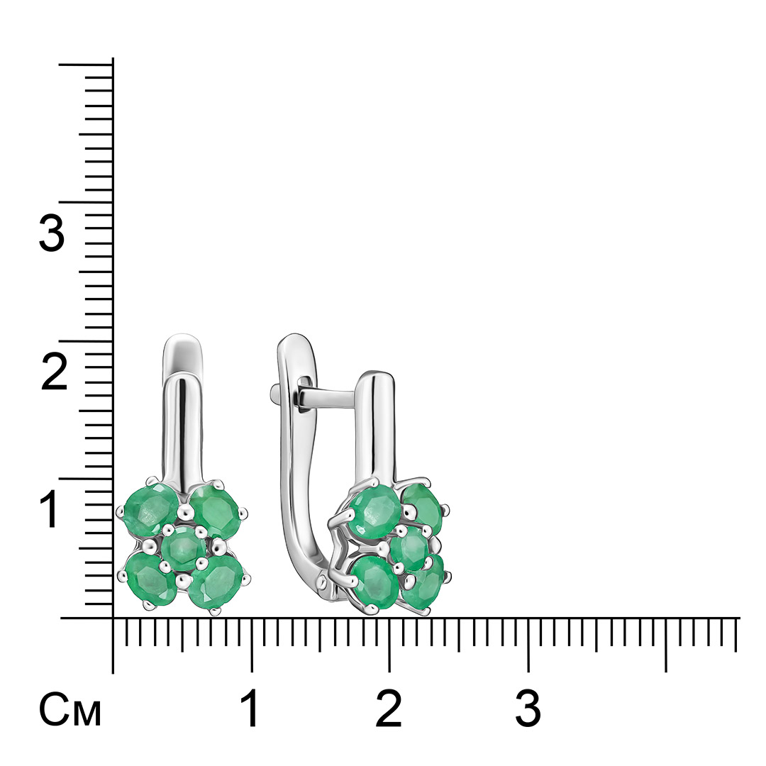 Серебряные серьги с изумрудами