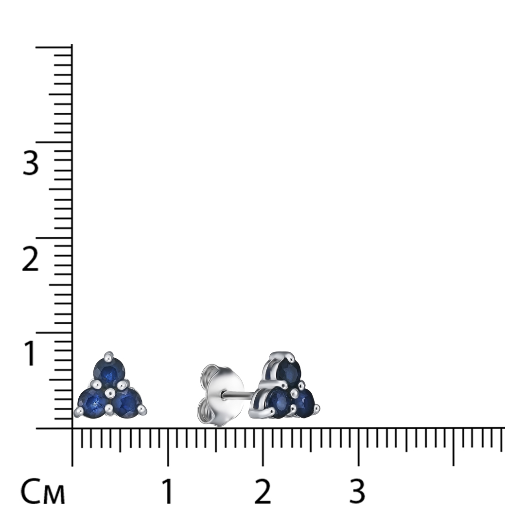 Серебряные серьги-пусеты с сапфирами