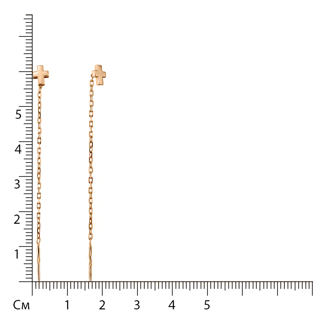 Серьги-протяжки из золота "Крестики"