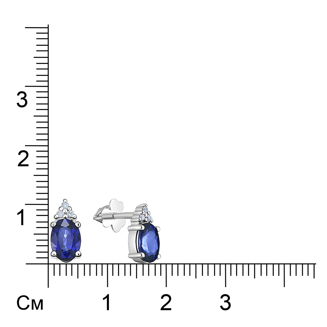 Серьги-пусеты из белого золота с сапфирами