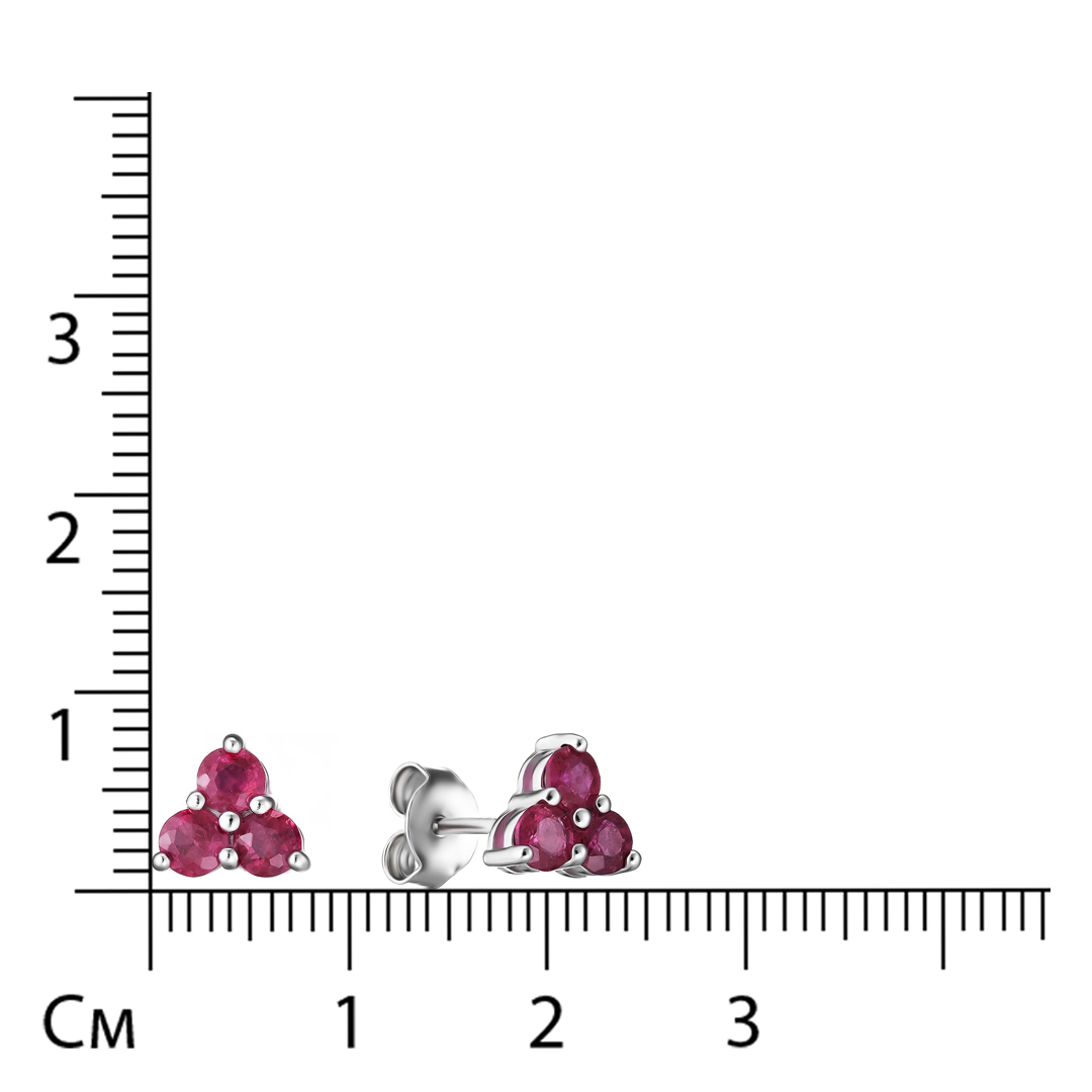 Серебряные серьги-пусеты с рубинами