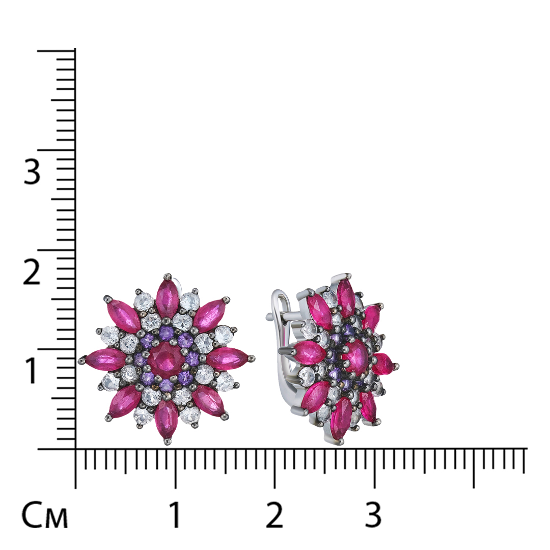 Серебряные серьги с рубинами
