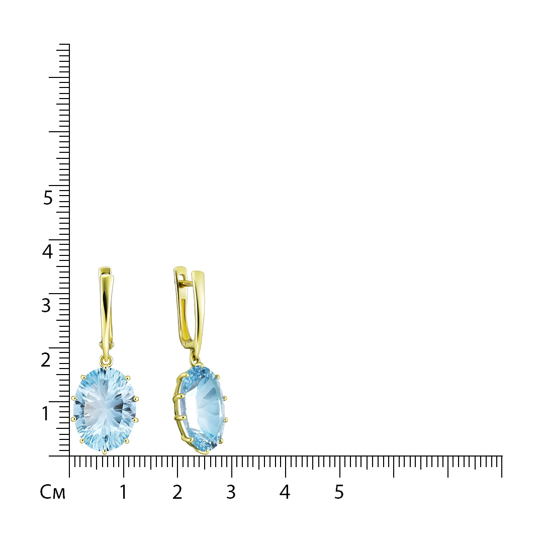 Серьги из желтого золота с топазами sky