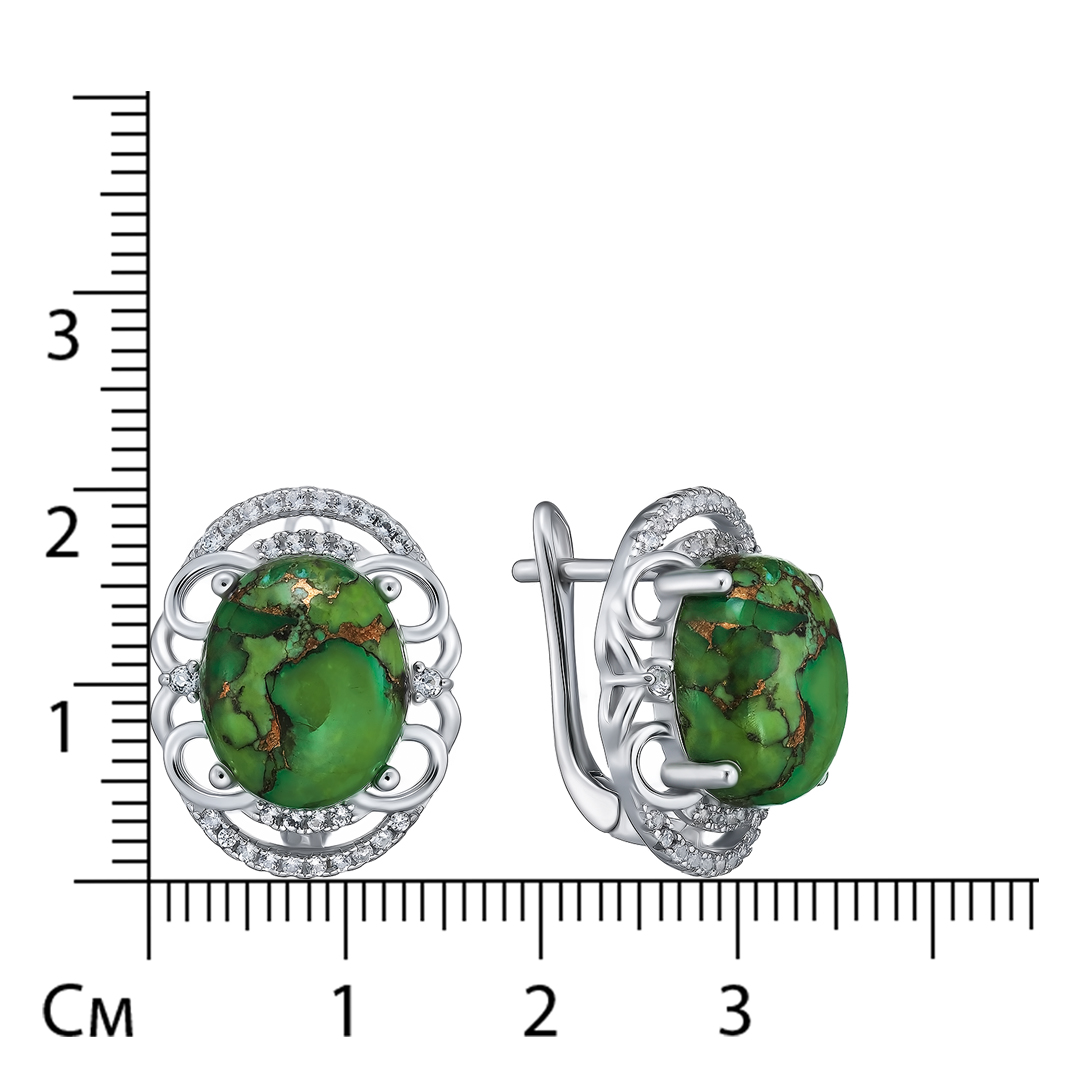 Серебряные серьги с зеленой бирюзой