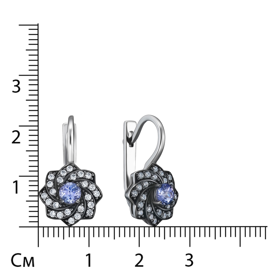 Серебряные серьги с танзанитами "Цветы"