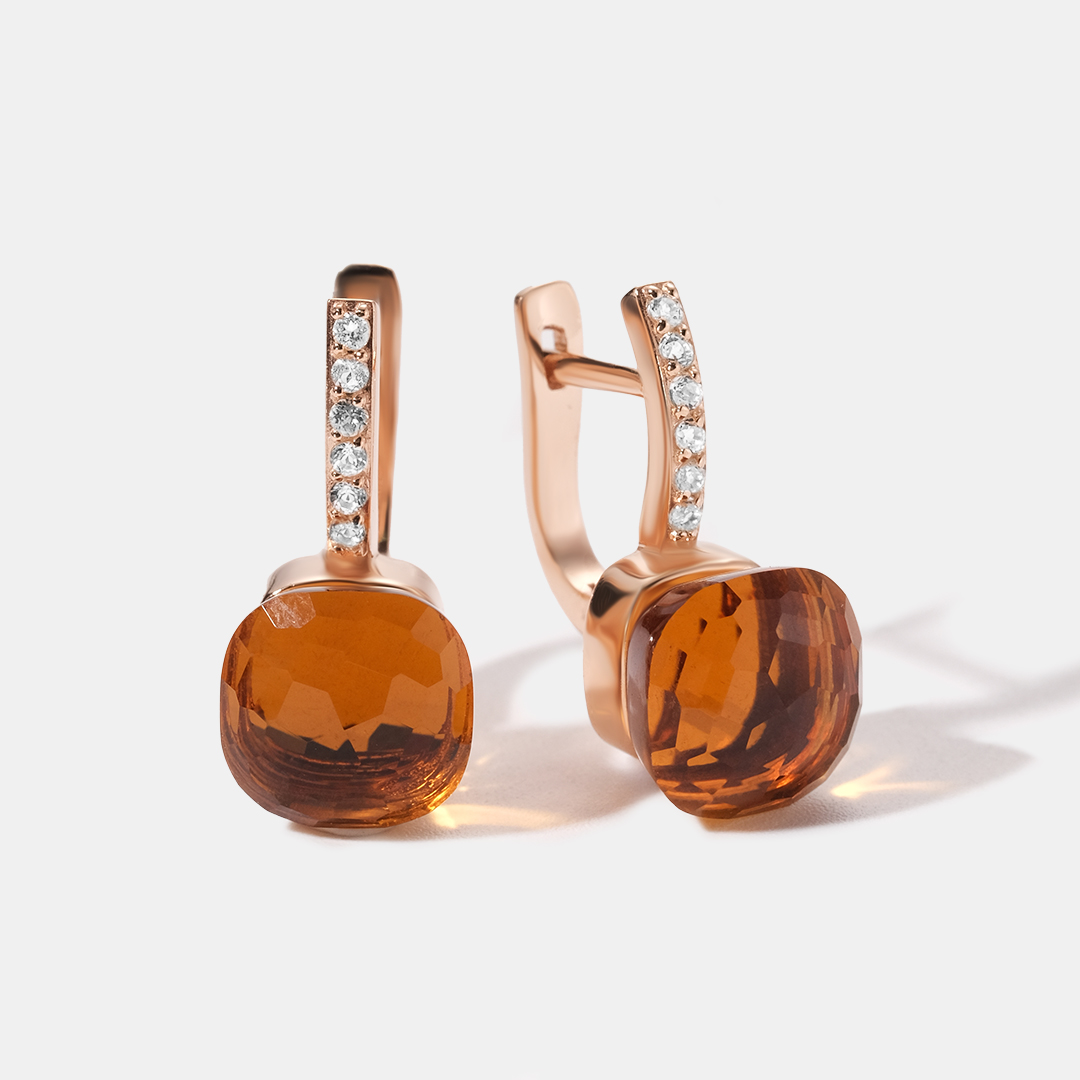 Серебряные серьги с лимонным кварцем
