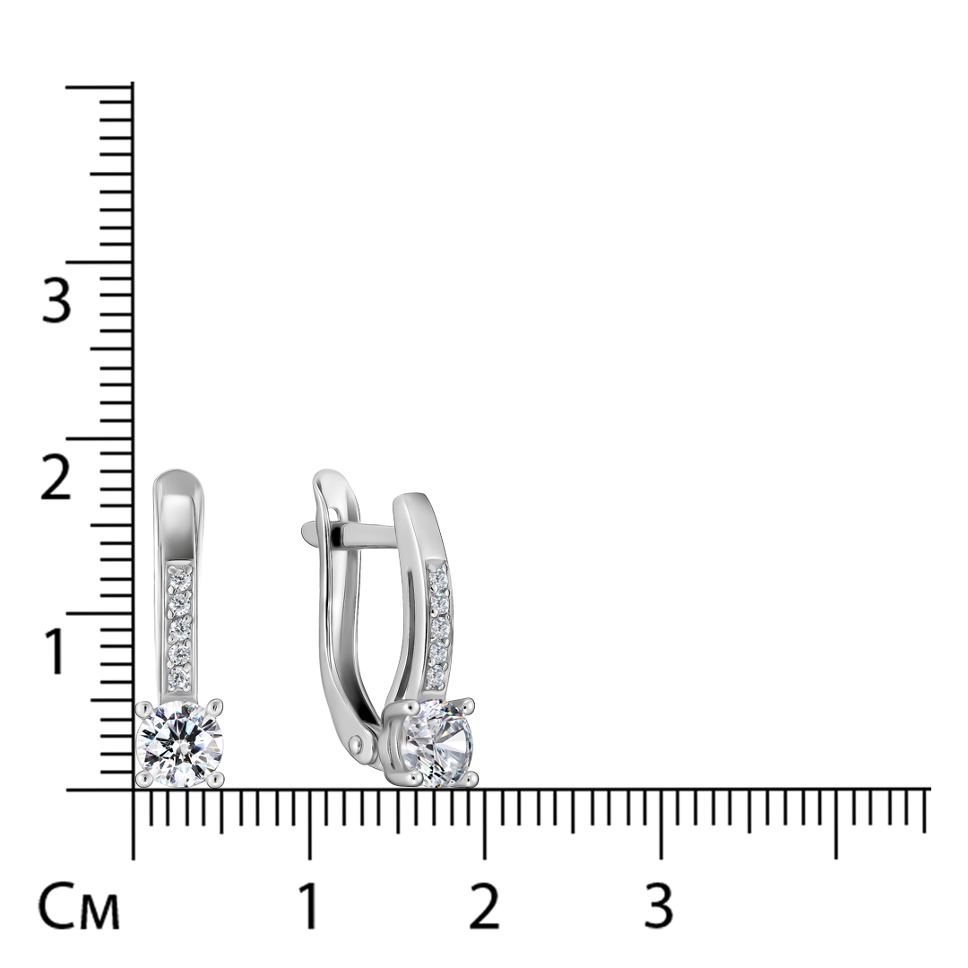 Серебряные серьги 925 пробы; вставки 12 Фианит бесцв.;