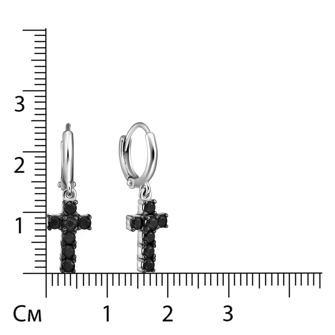 Серебряные серьги-конго с фианитами "Крестики"