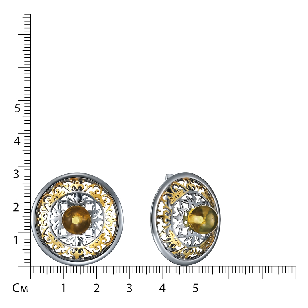 Серебряные серьги с янтарем