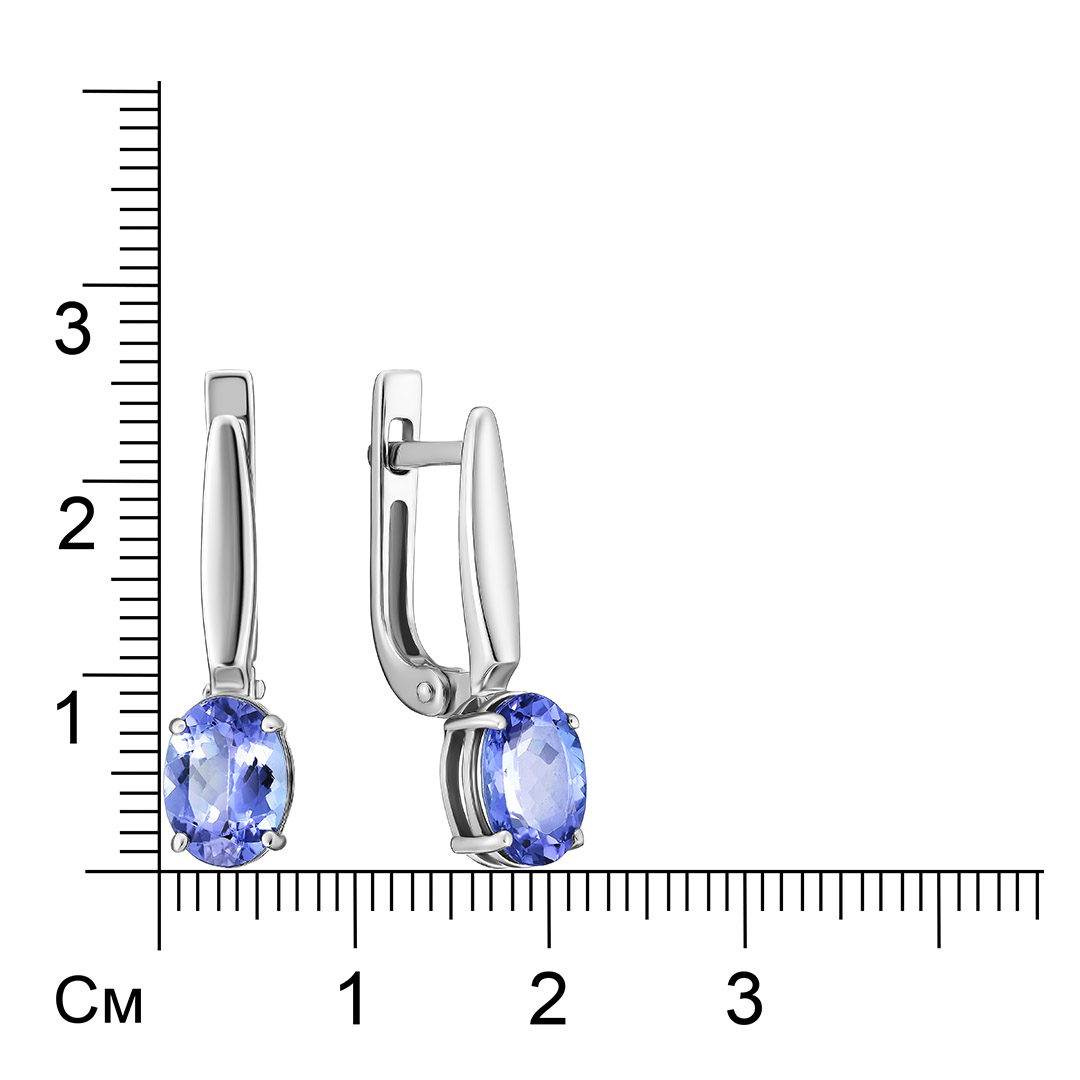 Серьги из белого золота с танзанитами