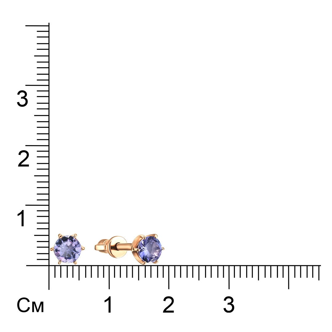 Серьги-пусеты из золота с танзанитами