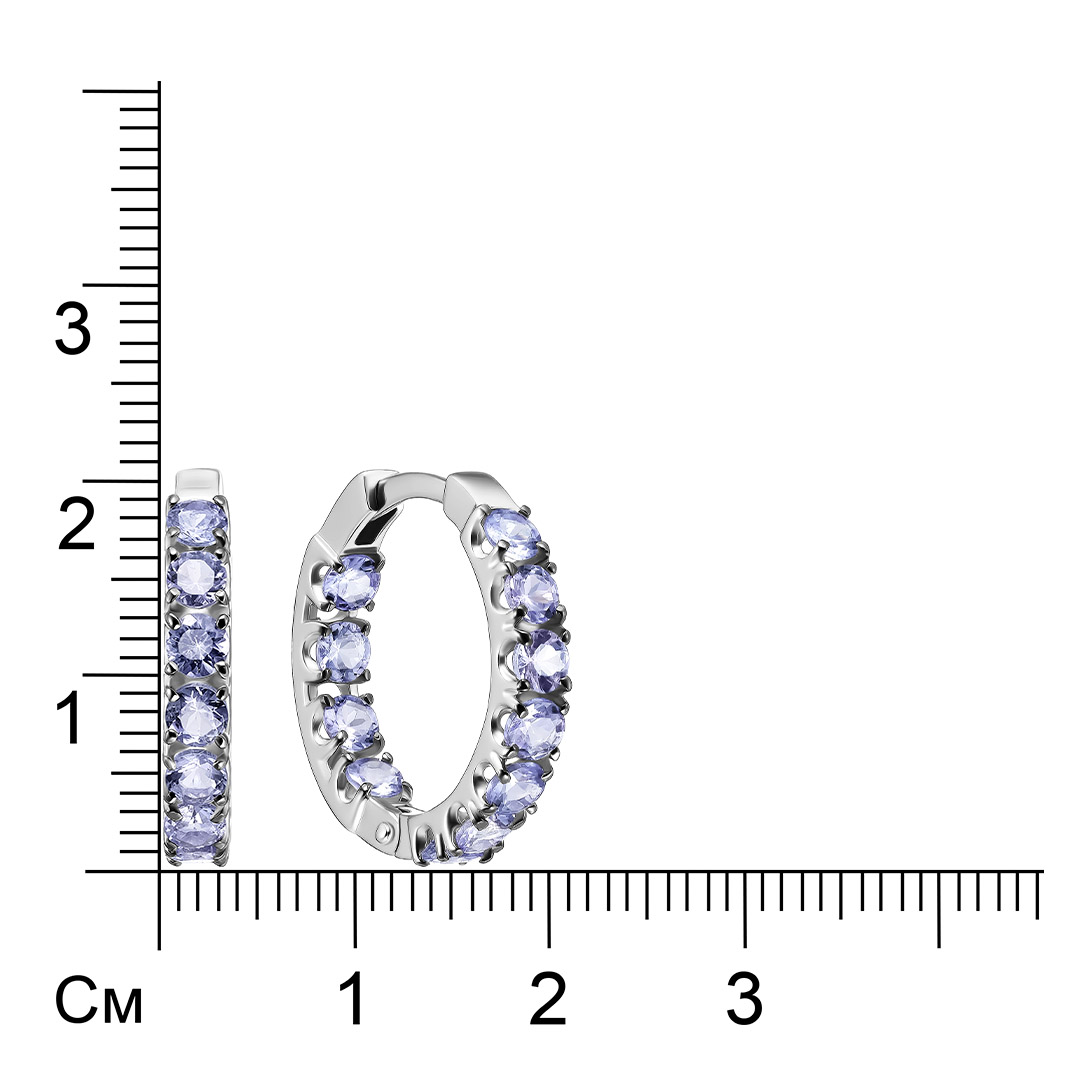 Серебряные серьги-конго с танзанитами