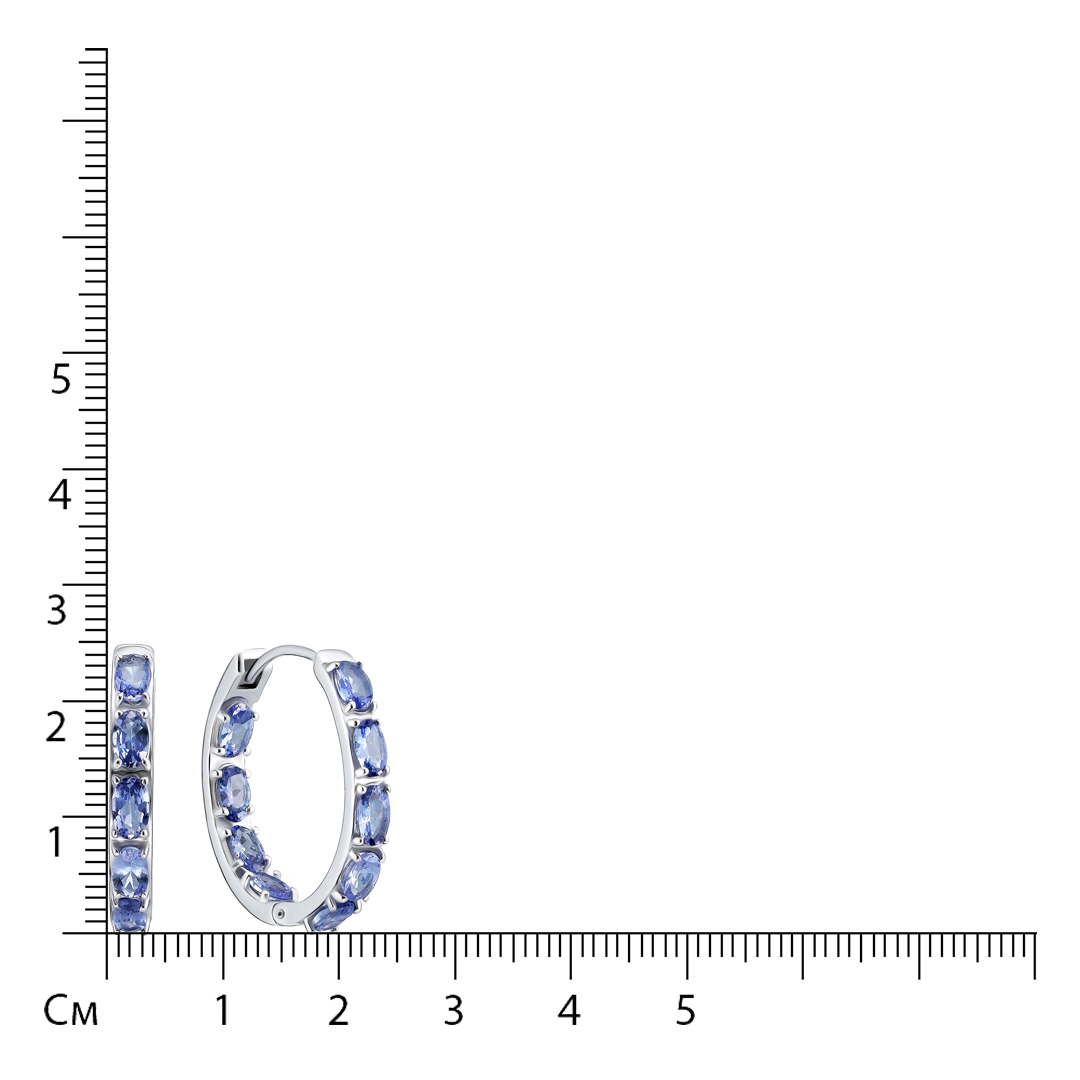 Серебряные серьги-конго с танзанитами