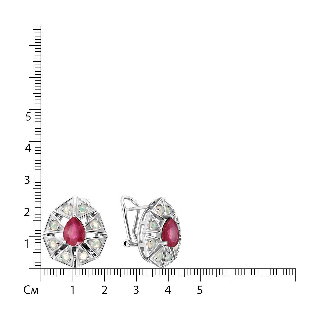 Серебряные серьги с рубинами