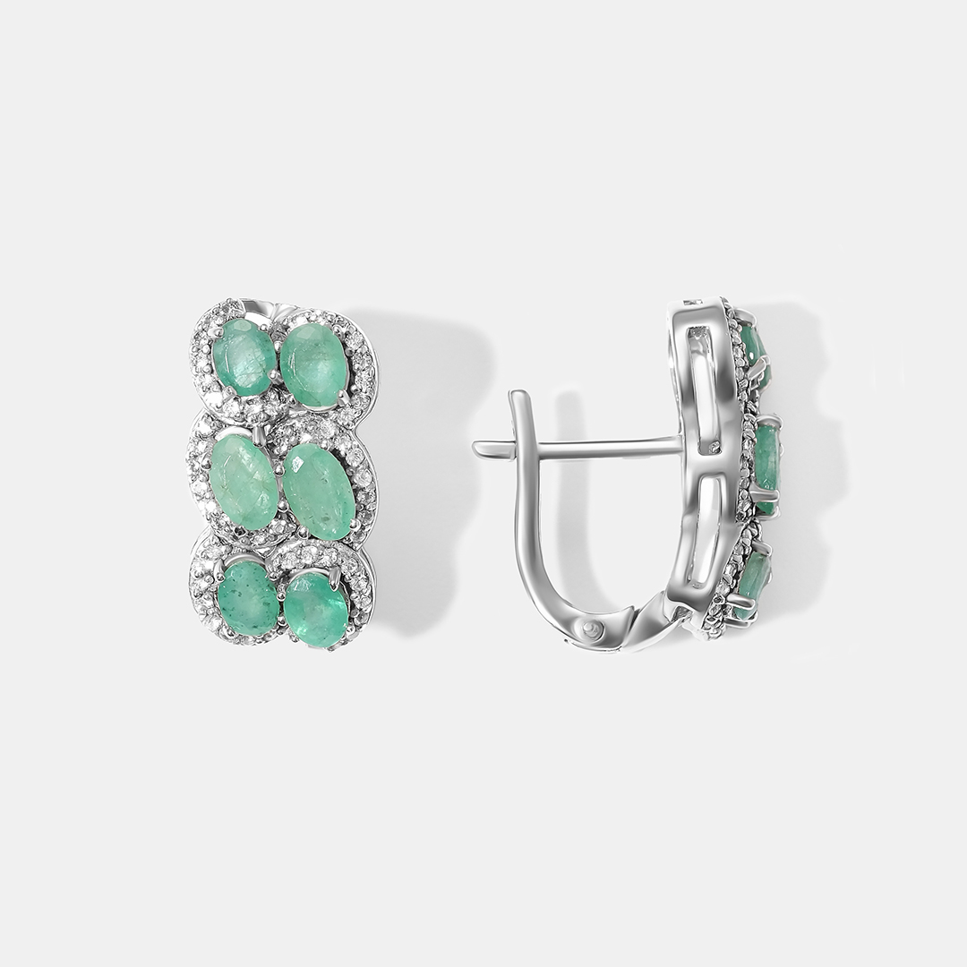 Серебряные серьги с изумрудами