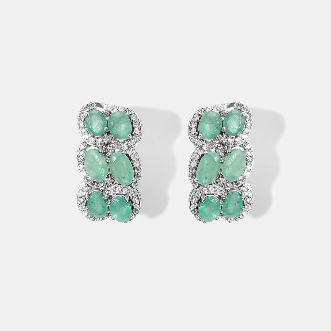 Серебряные серьги с изумрудами