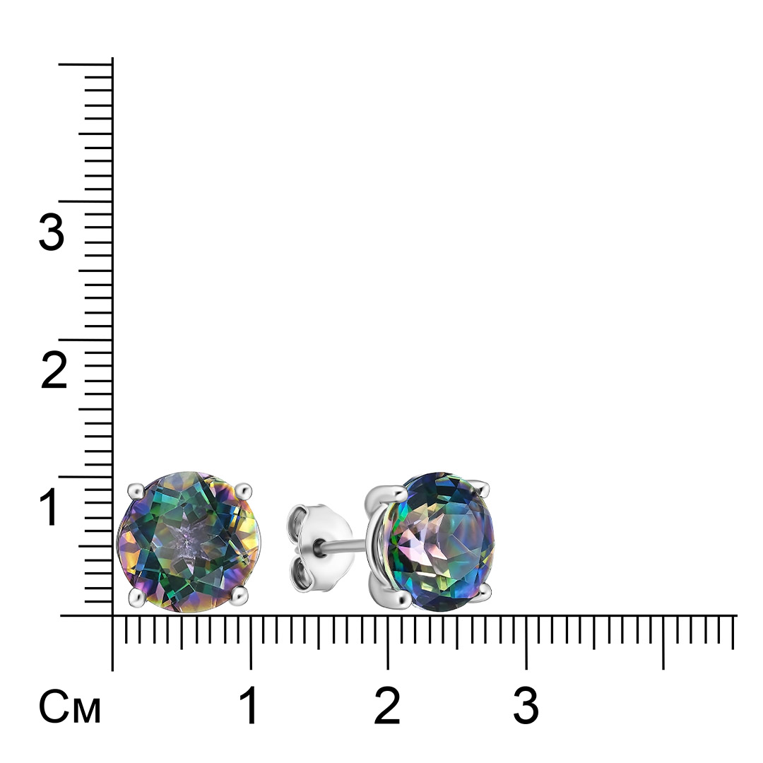 Серебряные серьги-пусеты с топазами Мистик