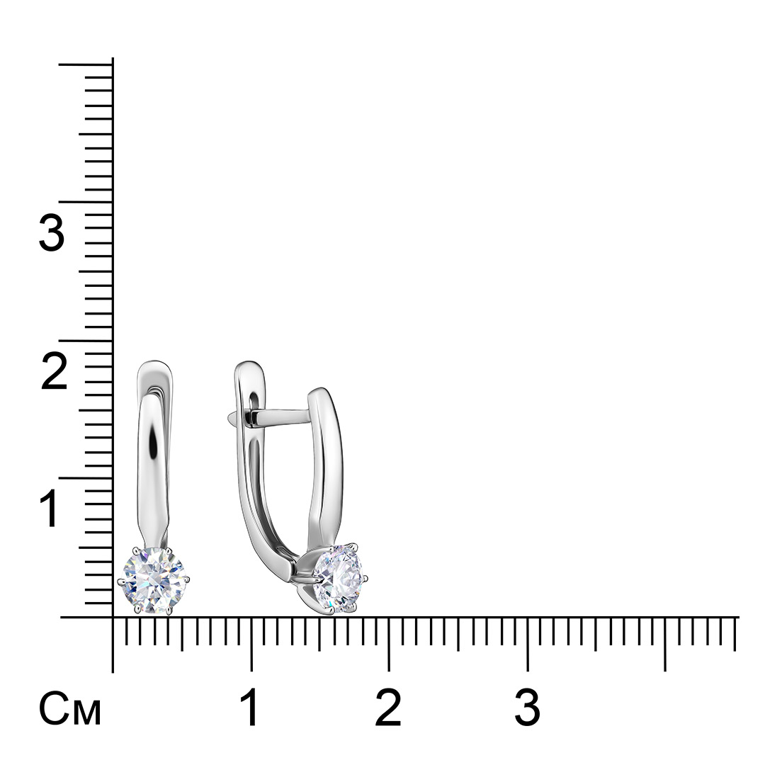 Серьги из белого золота с выращенными бриллиантами