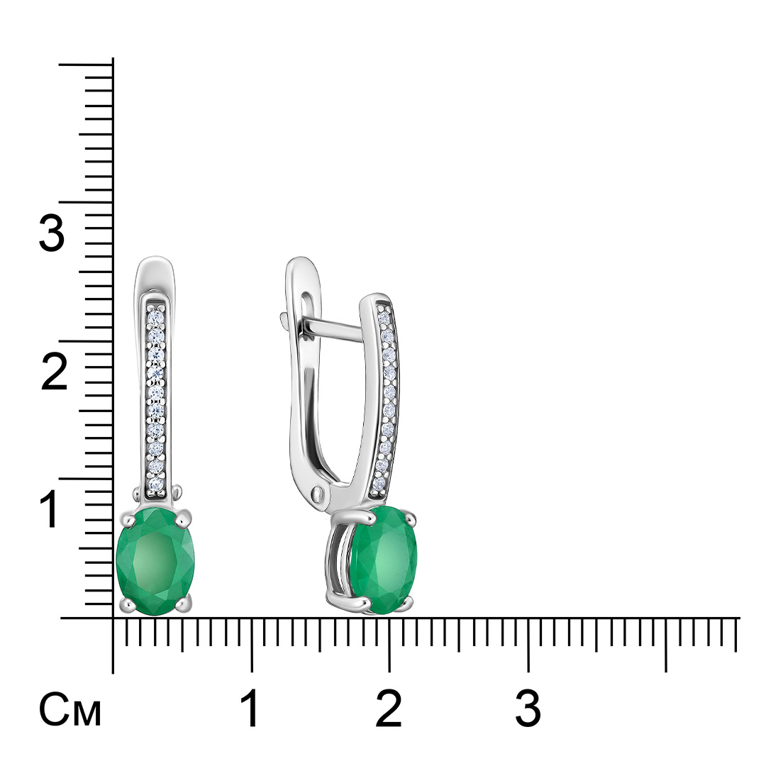 Серебряные серьги с изумрудами