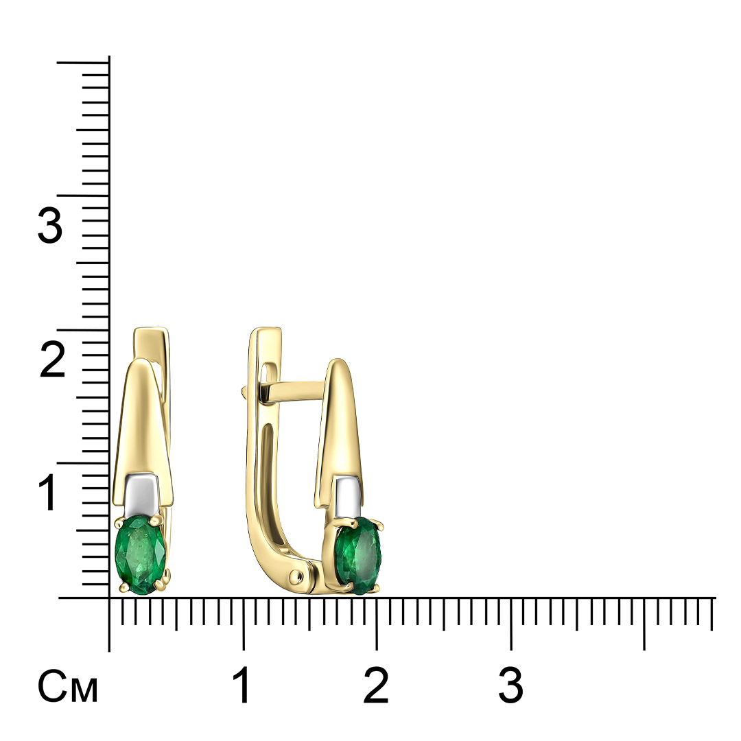 Серьги из желтого золота с изумрудами