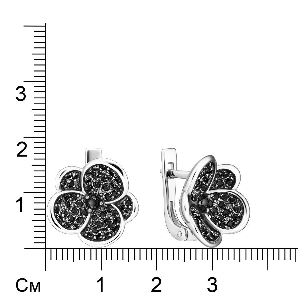 Серебряные серьги со шпинелью "Цветы"