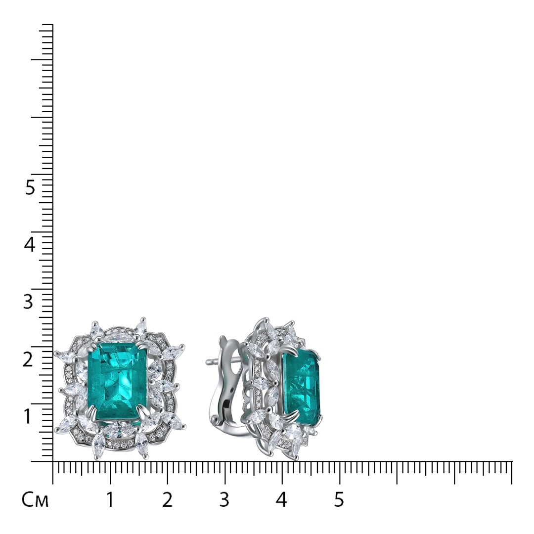 Серебряные серьги с зелеными фианитами