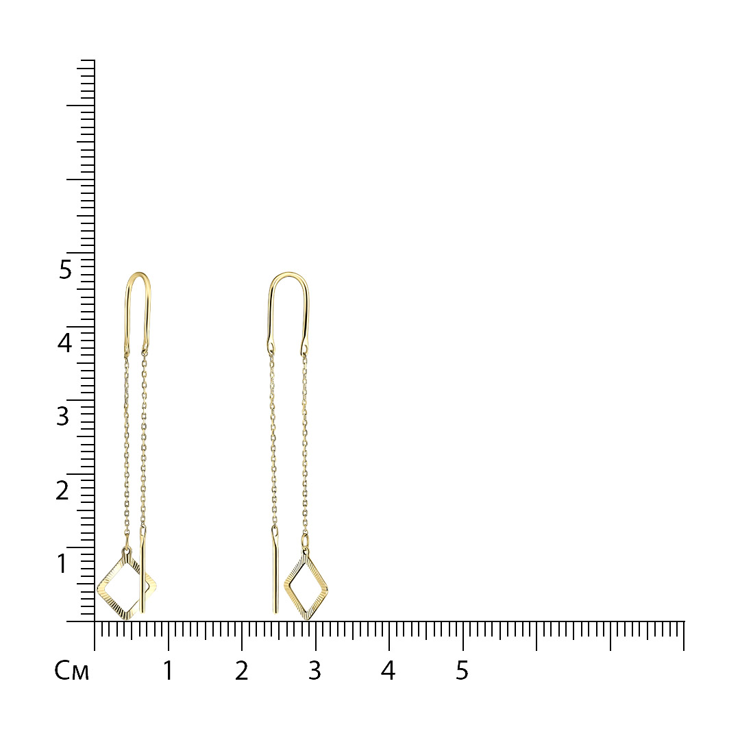 Серьги-протяжки из желтого золота
