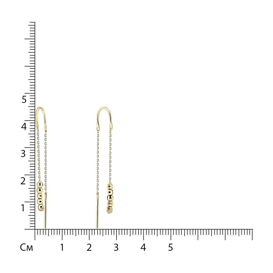 Серьги-протяжки из желтого золота