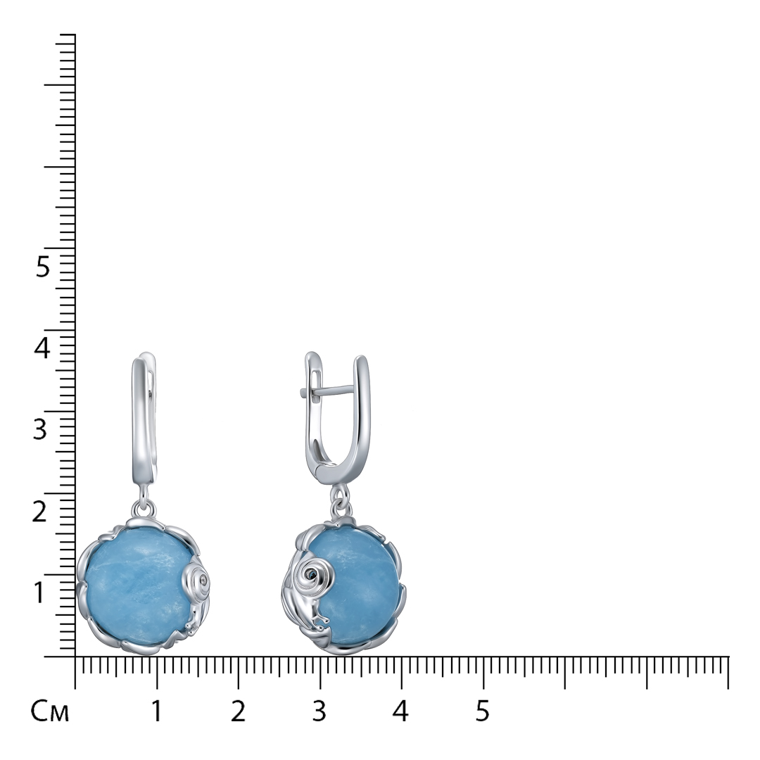 Серебряные серьги с аквамаринами