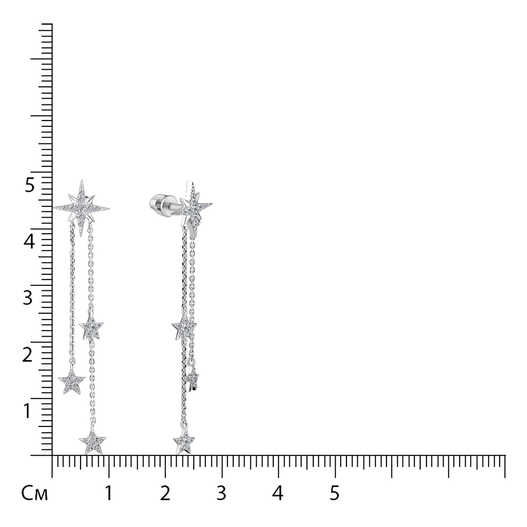 Серьги-пусеты из белого золота "Звезды"