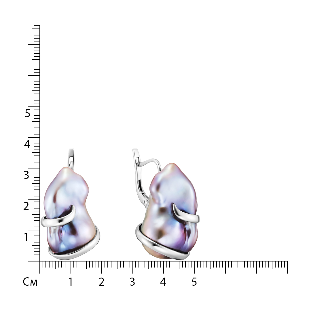 Серебряные серьги с жемчугом Барокко