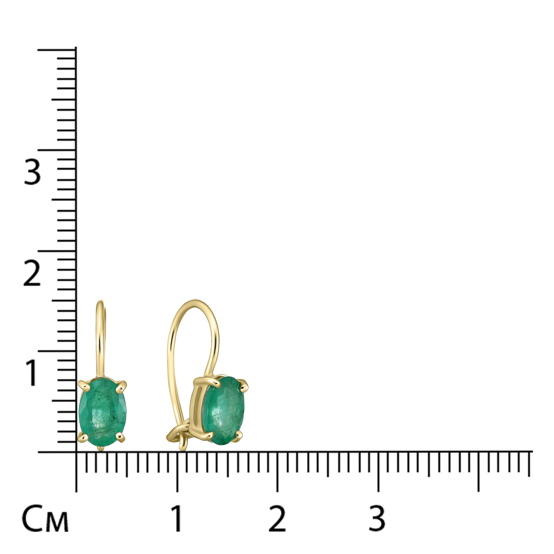 Серьги из желтого золота с изумрудами