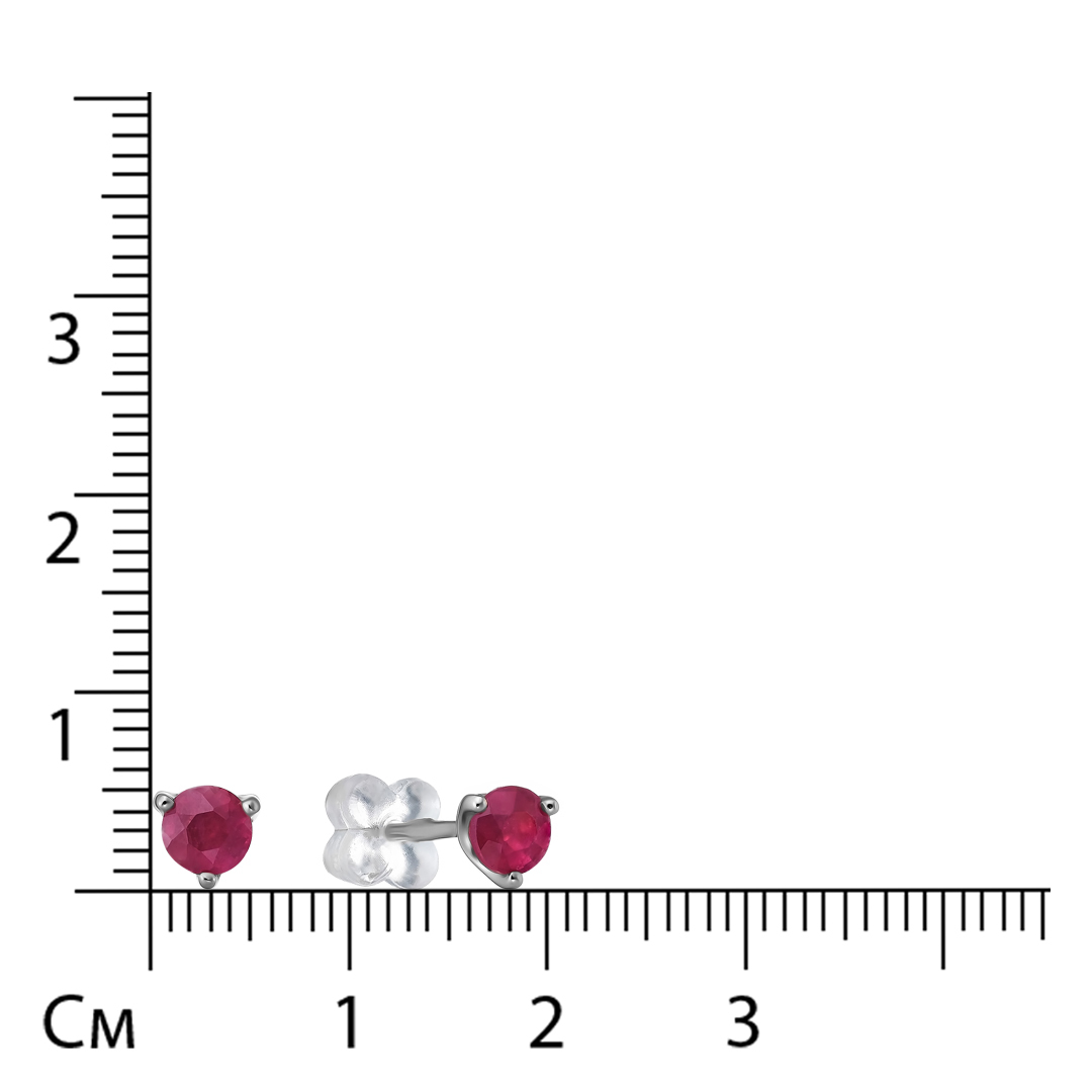 Серьги-пусеты из белого золота с рубинами