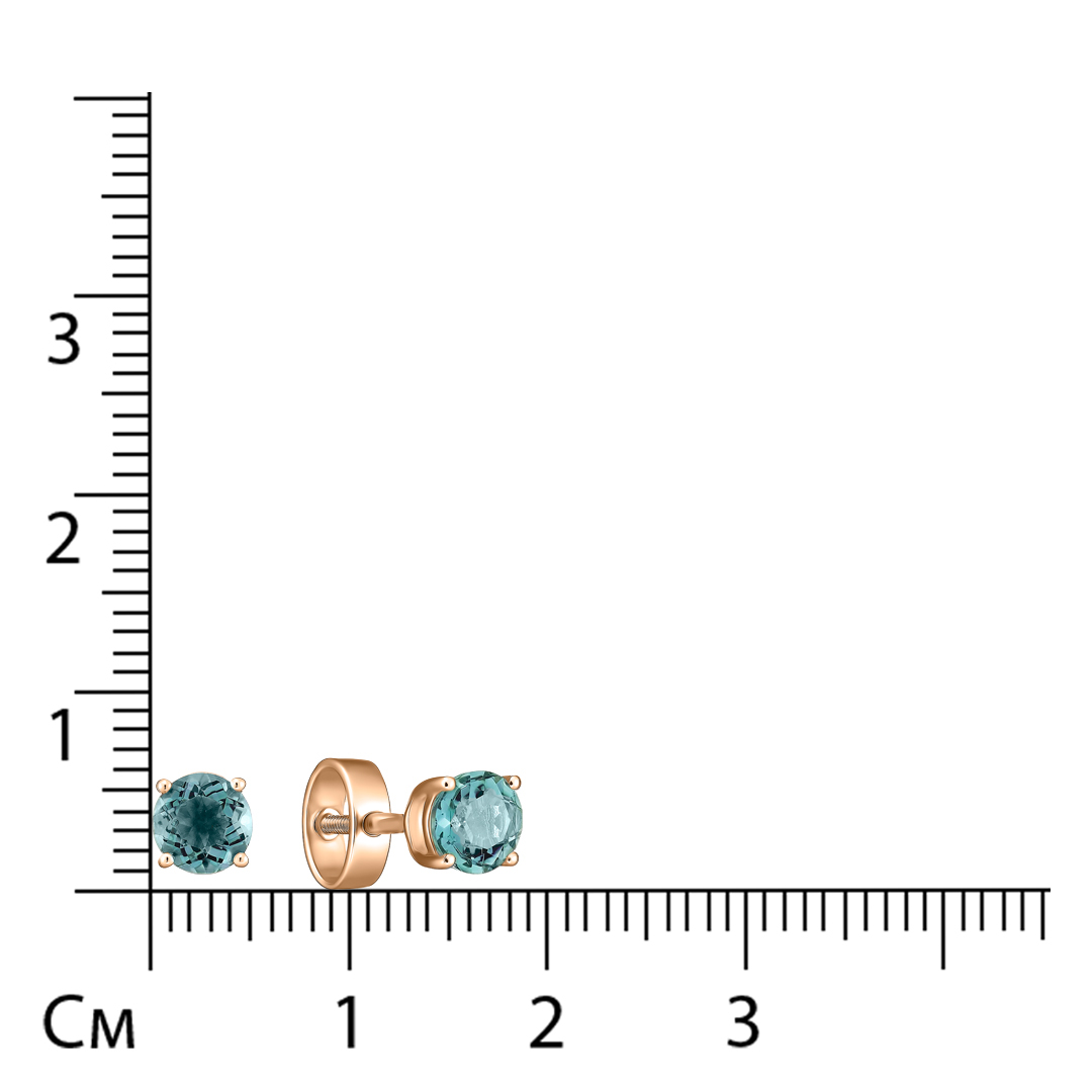 Серьги-пусеты из золота с празиолитами