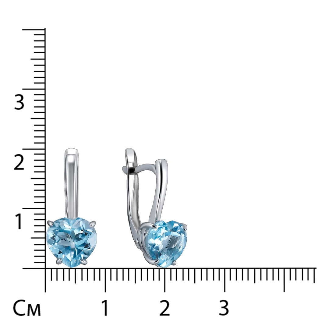 Серебряные серьги с топазами "Сердца"