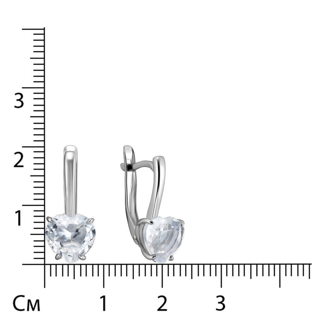 Серебряные серьги с горным хрусталем "Сердца"