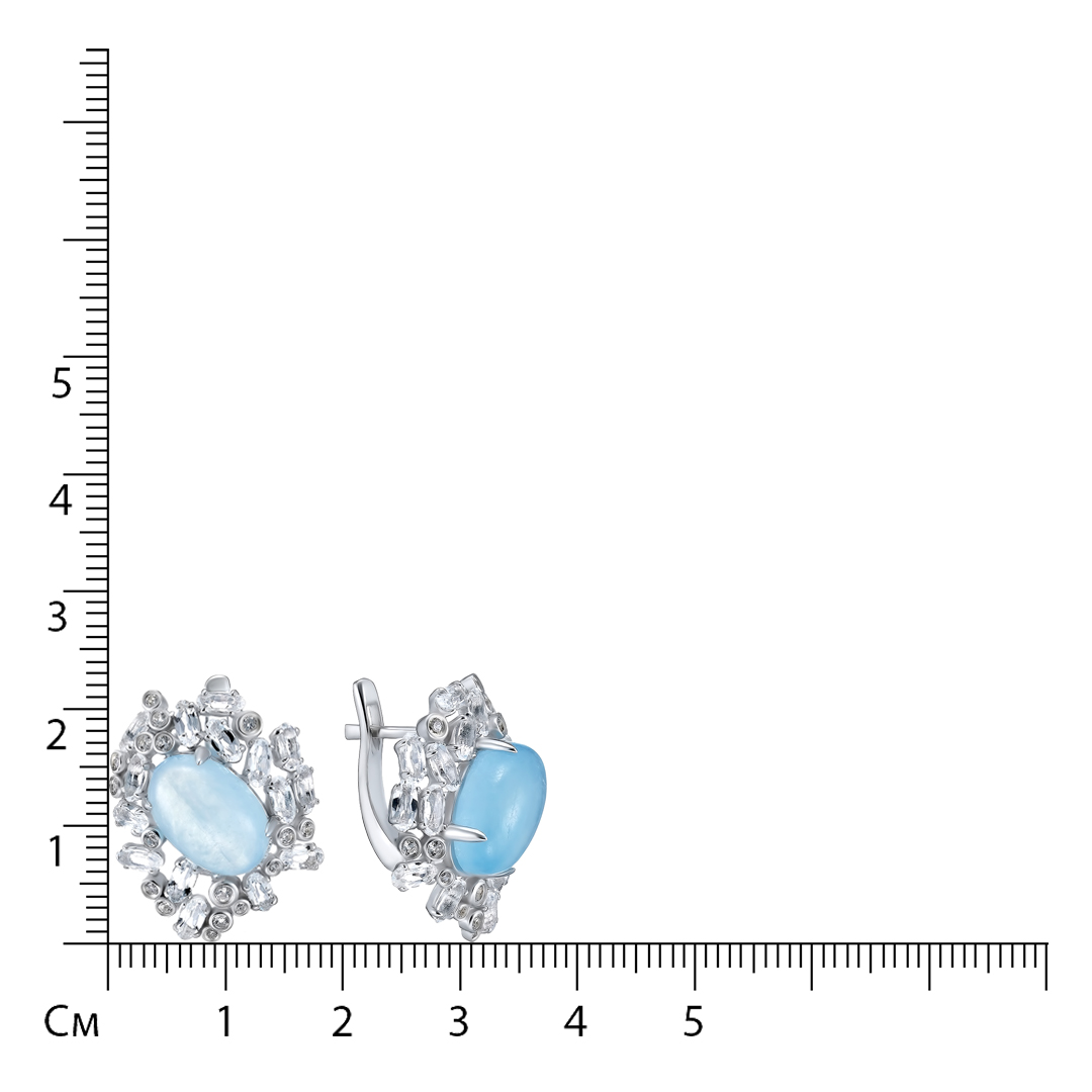 Серебряные серьги с аквамаринами
