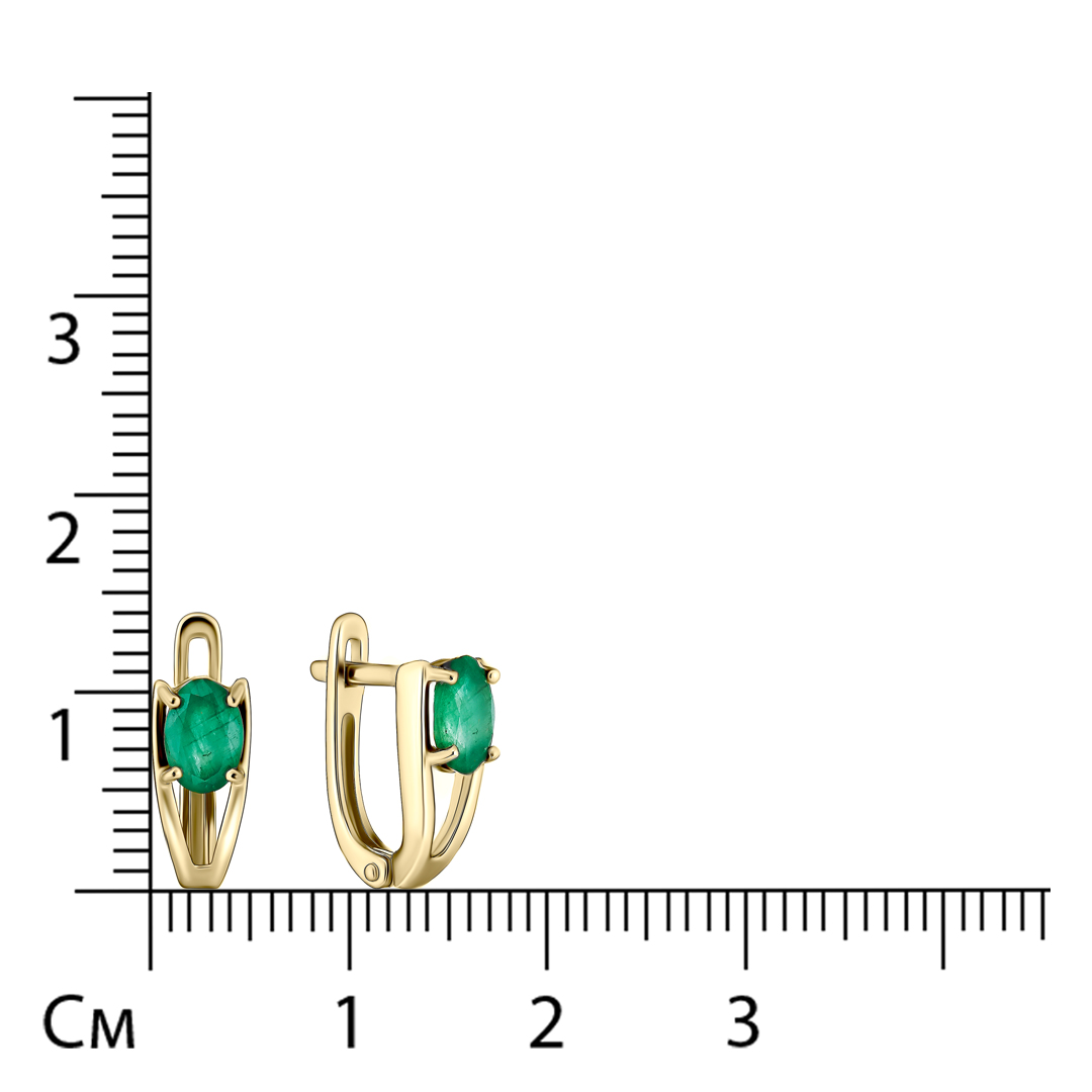 Серьги из желтого золота с изумрудами