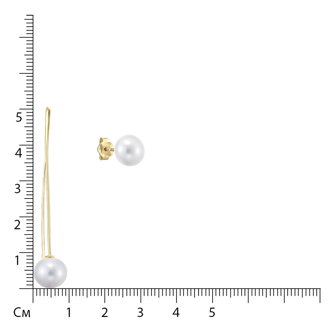 Серьги из желтого золота с жемчугом