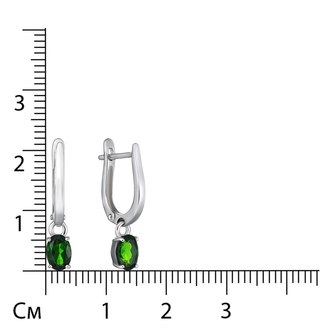 Серебряные серьги с хромдиопсидами