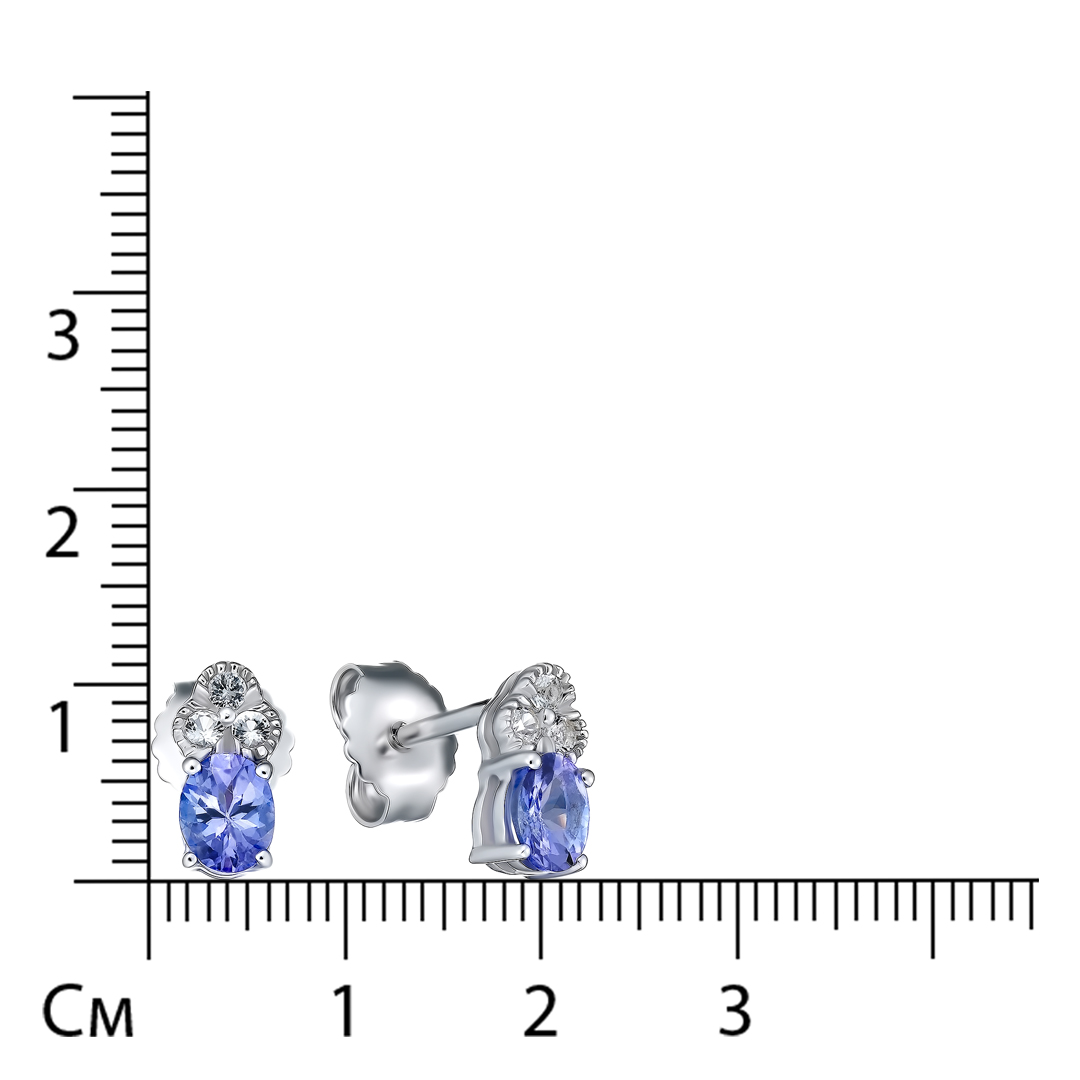 Серебряные серьги-пусеты с танзанитами